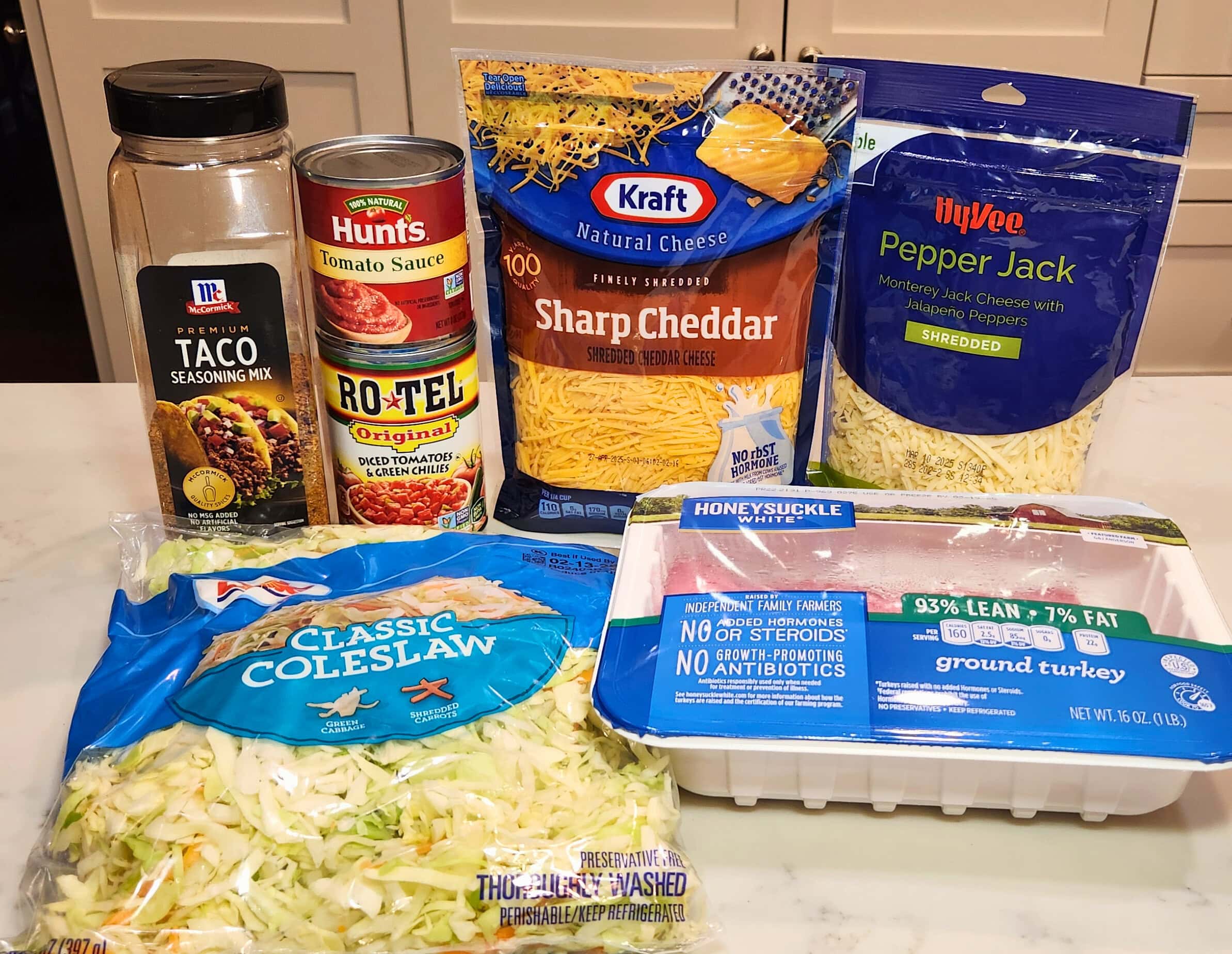 Ground turkey taco cabbage skillet ingredients