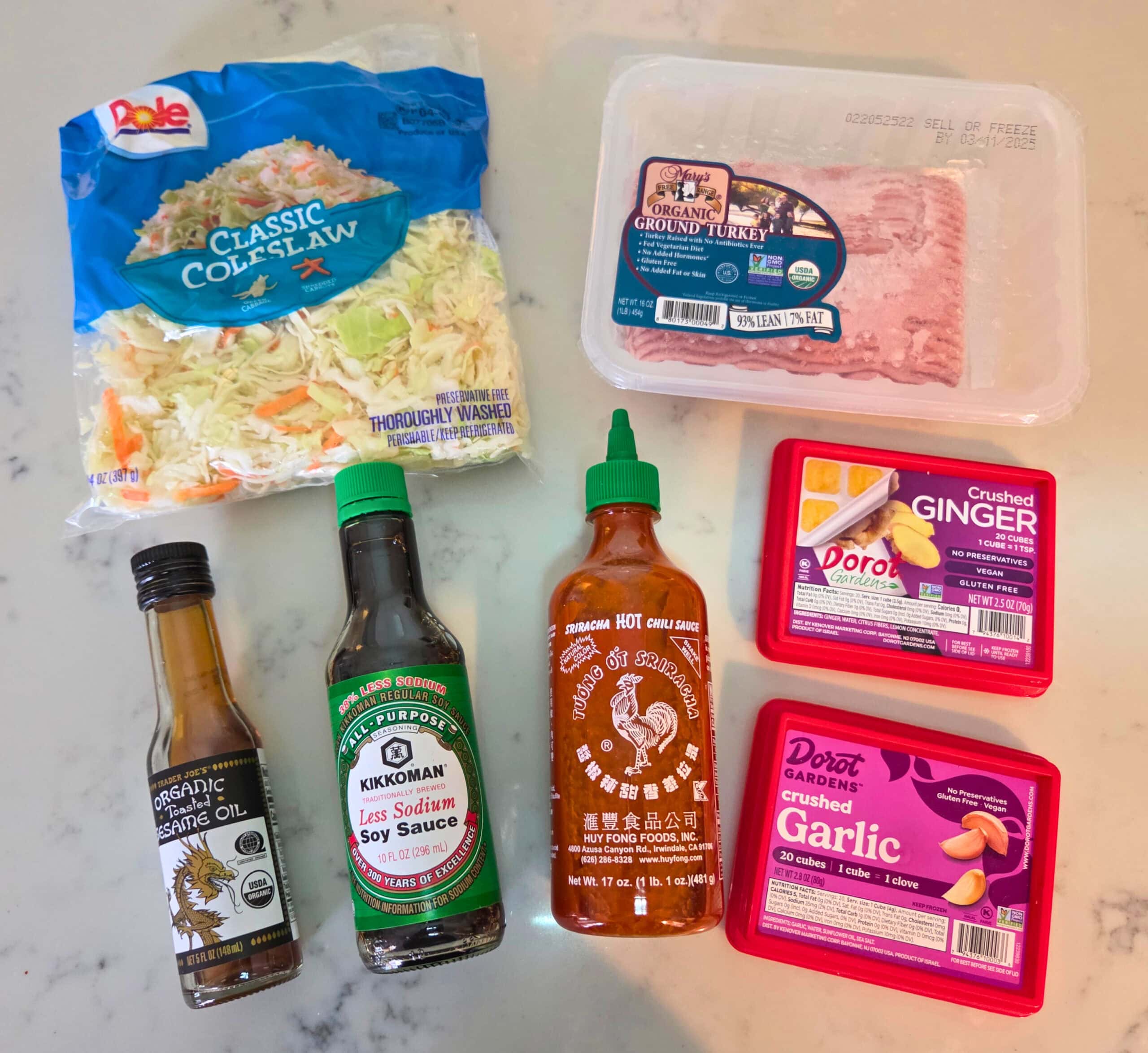 Ingredients for egg roll in a bowl recipe