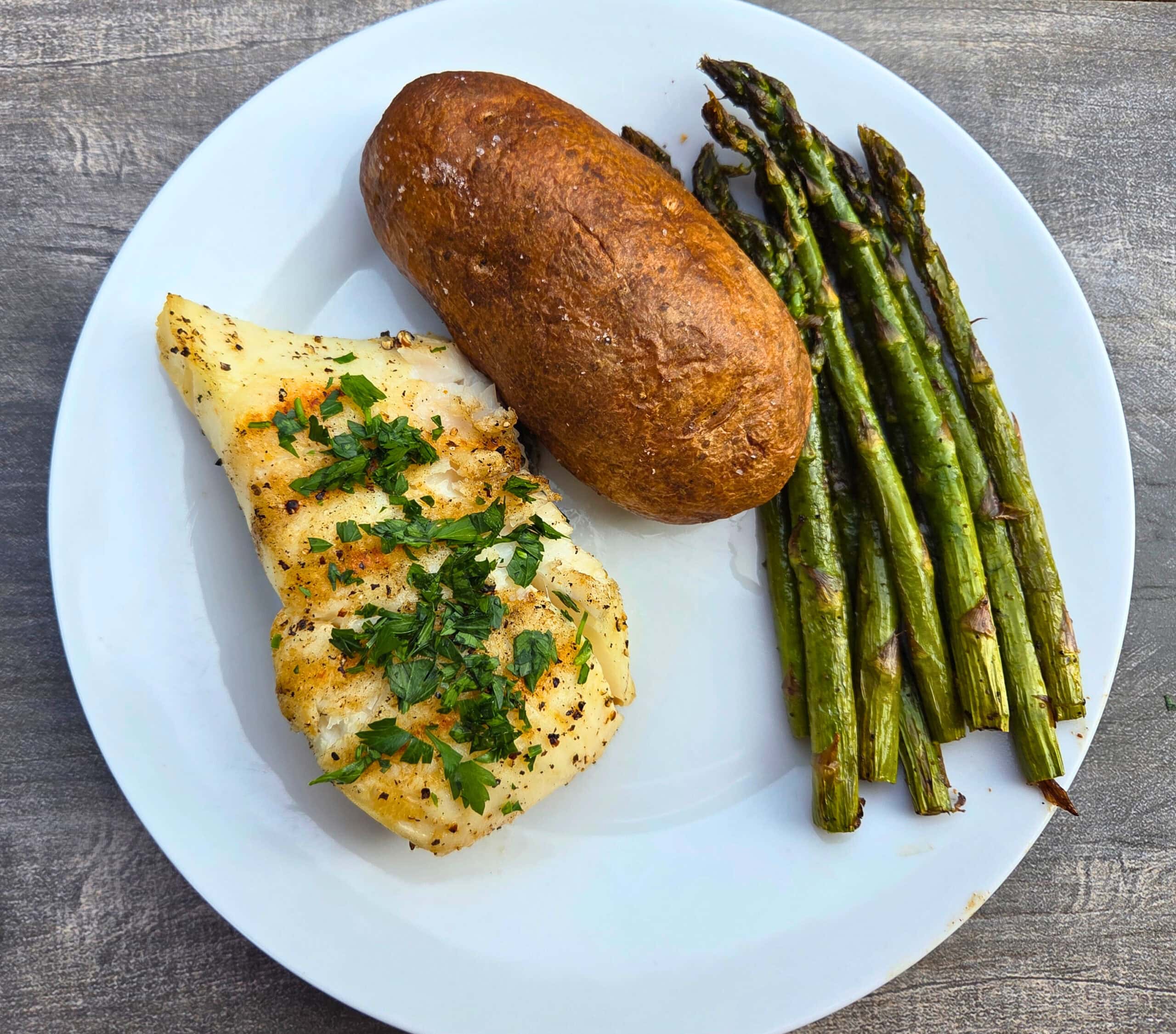 grilled halibut meal